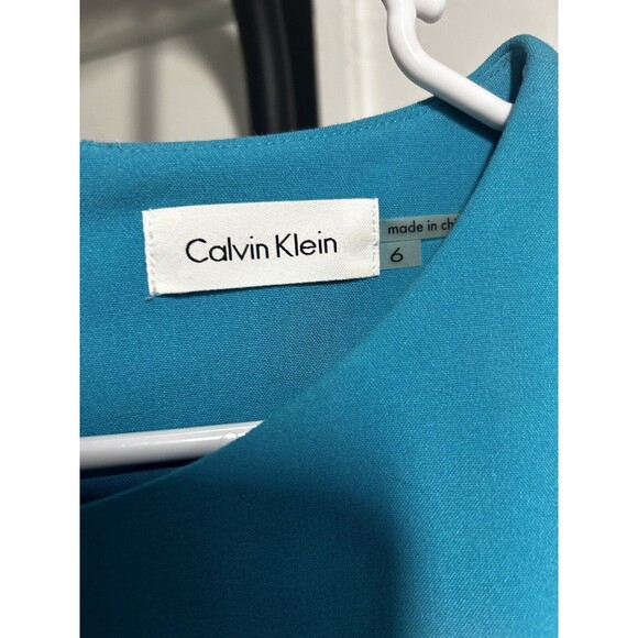 Calvin Klein Women’s Size 6 Sheath Dress Blue Aqua Sleeveless Knee Length - Picture 2 of 9